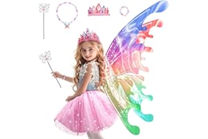 maysida Alas de Hadas Eléctricas con Luces LED y Alas de Mariposa para niñas y Mujeres, con de Mariposa móviles y Musicales, Disfraz de Hadas, Cosplay, Regalo para Halloween, Cumpleaños o Carnaval