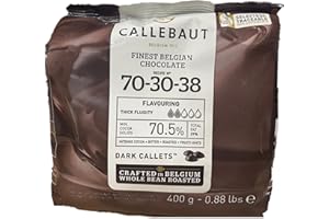 Callebaut N° 70-30-38 (70,5%) - Chocolat de Couverture Noir Belge - Finest Belgian Dark Chocolate (Callets) 400g