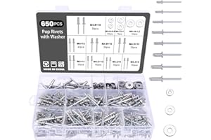 Knpwer 650 Stück Blindnieten 304 Edelstahl,8 Größen Popnieten Sortiment,Dome Blind Nieten,Blindnieten Sortimen