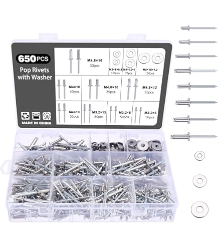 Grote Flens Klinknagel,Grote Flens Blindklinknage, 50 stuks 6,4 mm 7,8 mm blindklinknagels koolstofstaal structuur(6.4x12.5mm