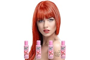 Crazy Color 57 - Set di 4 prodotti per capelli rosso corallo 100 ml