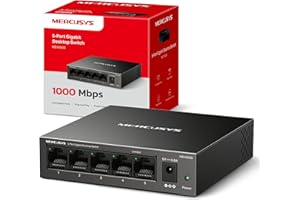MERCUSYS MS105GS 5 Port Gigabit Network Switch, Ethernet Switch, Metal Case, Gigabit Switch, Ethernet Splitter, Desktop or Wall Mount, TP-Link Silent Operation, Power Saving, Plug & Play