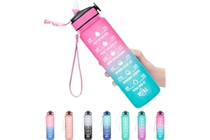 MEITAGIE 1 litre Motivational Fitness Sport Water Bottle with Straw & Time Maker, Leak-proof, BPA-free, Tritan, Toxin Free Plastic Drink Bottle Design for Girls, Boy, Cycling, School & Office