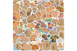 BRIC DODO 50 Stück Capybara Aufkleber Wasserflaschen Laptop Telefon Gitarre Skateboard Computer Koffer Fahrrad Wasserschwein Vinyl Stickers Wasserdicht Ästhetisch Aufkleber für Jugendliche Kinder Erwachsene