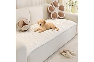 Royhom Pet Sofa Cover Washable, Soft Thick Fuzzy Sofa Cover 2 3 4 Seater, Couch Protector for Dogs, Settee Covers Furniture Slipcovers (White, 70x150cm)