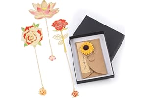 Larkumio Marcapaginas de Metal, 3 Piezas de Marcapaginas Personalizado con caja, Marcapáginas Vintage para Mujeres Hombres Profesores Niños Lectores, Hermoso Marcadores de Libros, Rojo