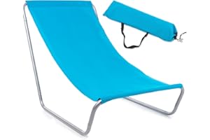 Campela Sedia a Sdraio da Spiaggia Pieghevole – Oxford 600D Impermeabile & Ultraleggera – Per Mare, Giardino, Campeggio – Telaio Acciaio 19 mm con Borsa – Portata 90 kg – Blu