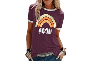 heekpek Camisetas Mujer Manga Corta con Estampado Vintage Top Manga Corta Mujer Casual de Verano T Shirt Mujer Short Sleeve Shirt Women