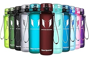 ‎SUPER SPARROW Sportowa butelka wody Super Sparrow - 350 ml / 500 ml / 750 ml / 1l / 1,5 l - Nietoksyczny bez BPA i ekologiczny plastik Tritan Co-poliester - do biegania, siłowni, jogi, na zewnątrz i na kemping