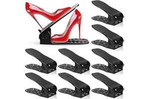 NCKIHRKK Lot de 10 Support à Chaussures Réglables, Empiler Les Range Chaussures, Matériau PP Épaissi, Rangement Chaussure Gain de Place pour l'Organisation des Placards, Noir