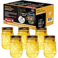 6 Stück Solarlampe TTKTK Solar-Laterne im Einmachglas fur Garten LED Wetterfest Einmachglas Aussen Lampions Lichterkette…