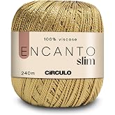 CIRCLE Encanto Slim Yarn 100% Viscose Yarn, Luxury &amp; Shine Sportweight Yarn, 262 Yards, 3.5 Ounce, Color 7577, Gold