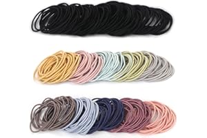 Unaone 300 PCS Hair Ties, Multicolor Elastic Hair Bands Ponytail Holders, Stretchable Rubber Hair Band No Crease Hair Band 2mm for Thin Hair, Suitable for Women, Men, Girls and Boys
