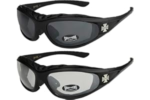 X-CRUZE Choppers 911 Lot de 2 paires de lunettes de soleil avec rembourrage dans les couleurs noir, anthracite, argent et blanc