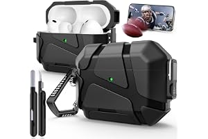 TNSNK för AirPods Pro 3 Fodral med Säkerhetslås, Black | Säkert lås & praktiskt stativdesign, rengöringspenna och nyckelring