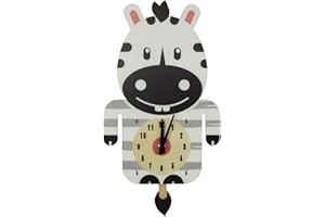 Emartbuy Silent Pendulum Wall Clock for Children Kids Bedroom Living Room Kitchen Wall Decoration - Cow