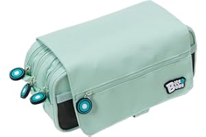 GRAFOPLAS Grafoplás | Estuche Escolar Tres Compartimentos con Solapa | Mint | Bits&Bobs | Colores Soft | 23x10x10cm | Incluye Horario y Zona Identificación | Perfecto para Organizar tu Material Escolar