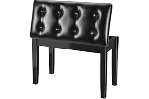 Clevich Piano Bench with Storage,Two-Seater Wooden Piano Stool, PU Leather Piano Seat with Non-Slip Feet, Bench Seat for Vanity, Living Room, Bedroom (Black, 200 kg Load Capacity, 75 x 35 x 49 cm)