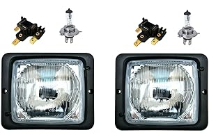 ‎MELTRUCK MelTruck 2x H4 Scheinwerfer mit Fernlicht Abblendlicht mit Steckern und Glühbirnen 12V (2 Funktionen - H4 - mit Steckern)