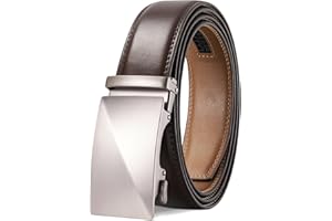 LAKIDAY Ceinture Hommes, Boucle Automatique à Cliquet Ceinture pour Homme Costume d'affaires, Ceinture en Cuir 35mm Taille Réglable
