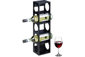 Relaxdays Étagère à vin pour 5 Bouteilles, en Bambou, HxLxP : 53x14x12 cm, Cuisine, Cave à vin et Bar, à Poser, Noir