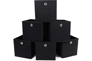 SONGMICS RFB02H-3 Lot de 6 boîtes de Rangement Pliables avec Trou pour Les Doigts Noir 30 x 30 x 30 cm