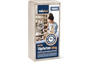 ‎WOLDOCLEAN Töpferton Soft Ton 10 kg lufttrockend Körnung 0,5mm - leicht und angenehm zu verarbeiten für Kinder