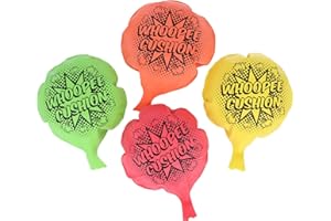 FUN FABLES Pack of 4 Whoopee Cushions with Straw | Fun Prank Toy for Kids & Adults | Assorted Colours | Party Bag Fillers, Stocking Fillers, Lucky Dip Prizes, and Novelty Gifts