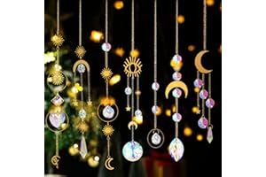 WDAFLG Pack of 7 Crystal Suncatchers, Colorful Crystal Sun Catchers Rainbow Maker Hanging Sun Catcher with Chain Pendant Ornament Crystal Balls for Window Garden Car Home Wedding Decoration