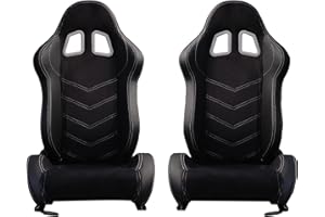 M MODAUTO Asiento Deportivo Coche,Semibaquet Ajustable,Adaptable para Coches,Ríeles incluidos,Conductor y Pasajero,para Coche y Simulador de Conducción,Modelo N320LR,Negro