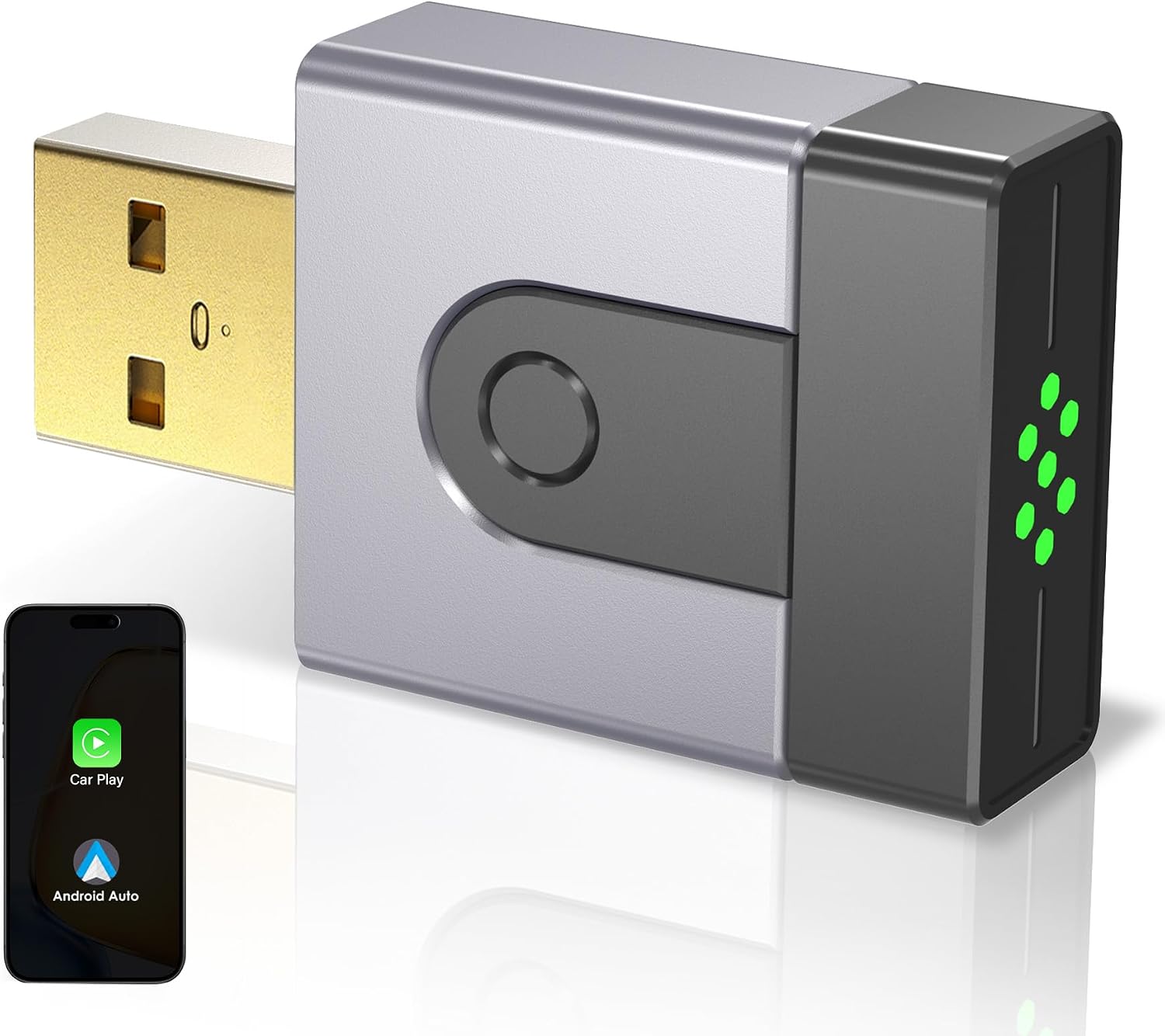 ZOUHOE 2 en 1 Mini Adaptador CarPlay y Android Auto inalámbrico, Convierte tu Sistema cableado en inalámbrico. Conexión automática rápida, Plug & Play, iOS 10+, Android 10+, Coches 2016+.(1 Piezas)