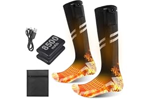 Olycism Calcetines Electricos Calefactables Hombre y Mujer con Batería De 5000/8500 mAh, Calcetines Termicos Frio Extremo de Suela Completa, Calcetines Calefactables Recargables Y Lavables