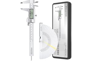 Proster 150mm Calibro Digitale Frazione/Pollice/Metrico in Acciao Inox con Spessimetro Feeler Gauge 32 Pale - 6" Calibro a Corsoio Elettronico LCD Display Lunghezza Larghezza Profondità Diametro