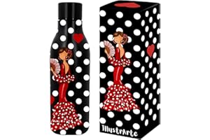 Botella térmica 500 ml – acero inoxidable sin BPA – diseño flamenca – reutilizable – regalo original – IllustrArte – Pepa