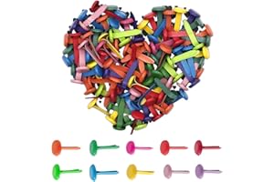 MingFontec 100 Stück Musterbeutelklammern Musterklammern Mini Brads Leicht und Wiederverwendbar Metall Rundkopfklammern Scrapbooking Für Schule Büro Papier Briefklammern Basteln Handwerk DIY (Farbe)
