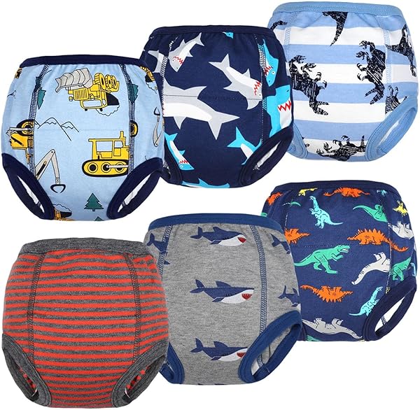Flyish Packung mit 6 Baby Trainingshosen Töpfchen Unterwäsche Kleinkinder Windelhosen Toilettentraining Unterwäsche Entzückende Tiermuster Trainingshose Jungen 3 Jahre - 1