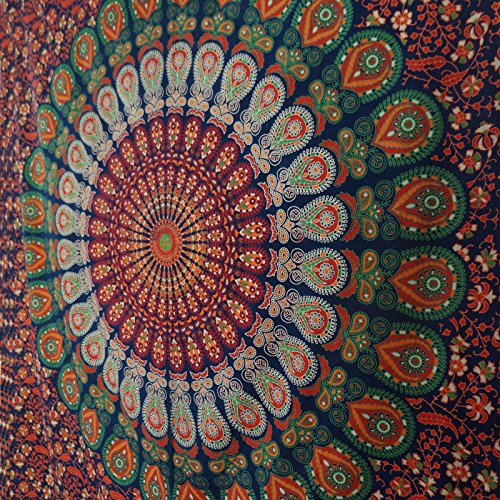 Mandala Indian Wandbehang Tapisserie Cotton Twin Size Blue Beach Werfen Décor 84 X 56 Zoll - 5
