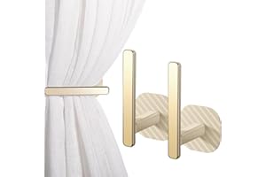 Queekay Curtain Holders Gold Curtain Holdbacks Self Adhesive Drapery Tiebacks L Shaped Hooks Nordic Style Window Treatment Holdbacks for Home Office Decor(Beige,2 Pcs)
