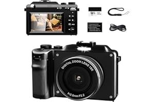 OKA GUTE QUALITÄT Fotocamera digitale 4K, 18X, zoom digitale, 48 MP, doppia fotocamera, 8 filtri, con scheda 32G, schermo da 3,0", fotocamera compatta WiFi, Vlog per anziani principianti (nero)