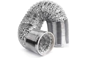 LUO QYHSS Condotto Flessibile in Alluminio 3M, Tubo Tondo in PVC per Condizionatore d'Aria, per Aspiratore, Bagno, Cucina, Servizi Igienici, Ventilazione Domestica, Argento (180MM)