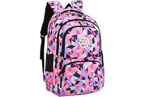 SellerFun Girl Geometric Printed Primary Junior High University School Bag Bookbag Backpack