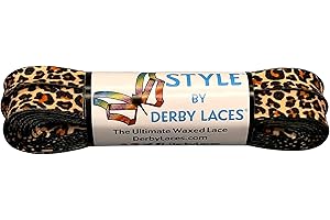 Derby Laces Style Wide 10mm Waxed Lace for Roller Skates, Hockey Skates, Boots, and Regular Shoes