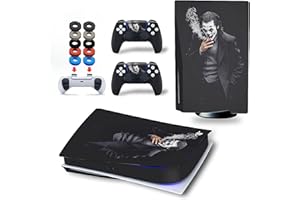 MaD Vision® Set Skin per PS5: JOKER Edizione Standard/Disc + 4 Paia di Thumb grips | Pellicola in 100% Vinile Adesivo, Resistente ai Graffi e compatibile con Playstation 5