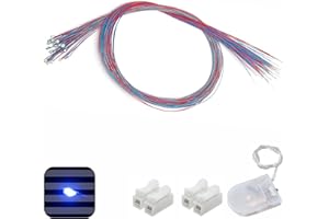 ZZHOB 25PCS Pre-Wired Micro Blinking LEDs(Light Mode: Flashing Blue Light) 0805 SMD LEDs + Battery Holder & Connector(No Need Resistor) for Beginner Model Building