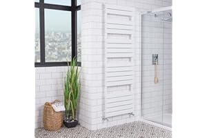 Warmehaus Designer Minimalist Bathroom Flat Panel Heated Towel Rail Radiator Ladder Rad 1800 x 600 mm - White