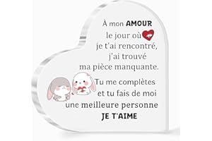 HZBLAZ Acrylique Plaques Couples Cadeaux Femme Mari Saint Valentin Anniversaire Fiançailles Coeur Signe Petite Amie Merci Âme Soeur Décorations à la Maison Mariage Noël Souvenirs (À Mon Amour)