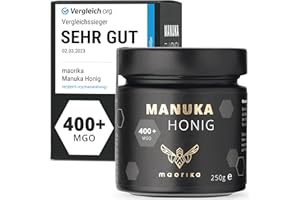 ‎MAORIKA maorika - Manuka Honig 400 MGO + 250g im Glas (lichtundurchlässig, kein Plastik) - laborgeprüft, zertifiziert aus Neuseeland