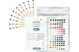 LEMLIN 50 Tiras Reactivas para Agua Potable 16 en 1, Prueba de Dureza y Calidad del Agua, Test de pH, Cloro, Plomo, Nitrato y Más, Fácil de Usar en Casa