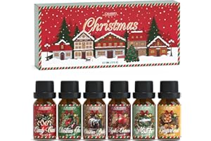 ‎SALUBRITO SALUBRITO Weihnachten Ätherische Öle Set für Diffuser, Naturrein Aromatherapie Duftöl für Diffusor 6 x 10ml – Weihnachtsbaum, Mistelzweig, Lebkuchen, Apfel-Zimt, Zuckerstange, Feiertags-Geschenkset
