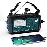 Kurbelradio DAB/DAB+/UKW, Baustellenradio Radio Batteriebetrieben, Tragbare Solar Notfallradio mit 5000mAh Wiederaufladbare A
